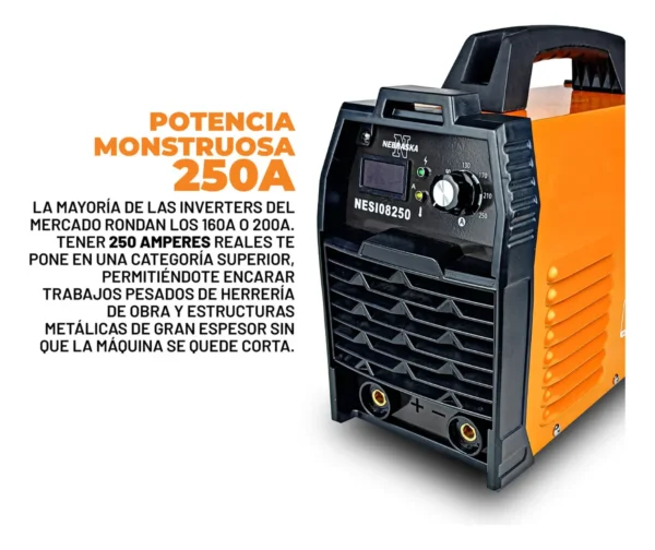 Soldadora Inverter Mma Nebraska 250amp Nesi08250 Color Naranja - Imagen 2